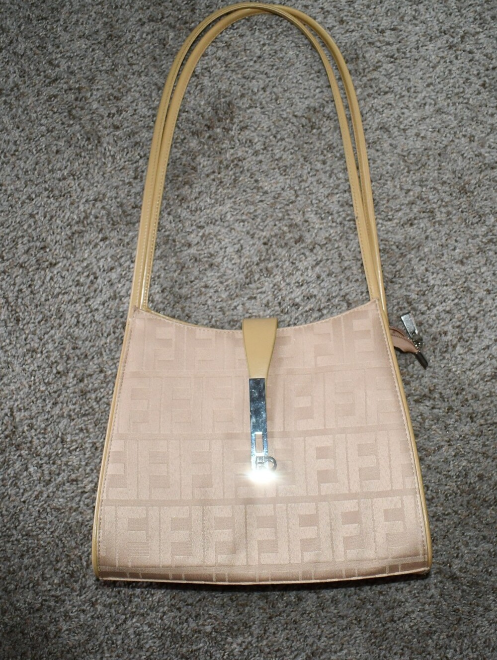 Vintage Style Beige Monogram Shoulder Bag | Y2K Aesthetic Purse